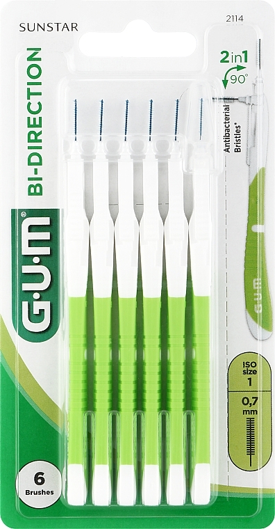 Interdental Brush 0.7 mm, light green - G.U.M Bi Direction — photo N2