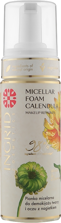 Calendula Face Cleansing Foam - Ingrid Cosmetics Vegan Micellar Foam Calendula — photo N1