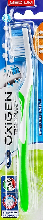 Toothbrush "Oxigen", medium, green - Piave — photo N1