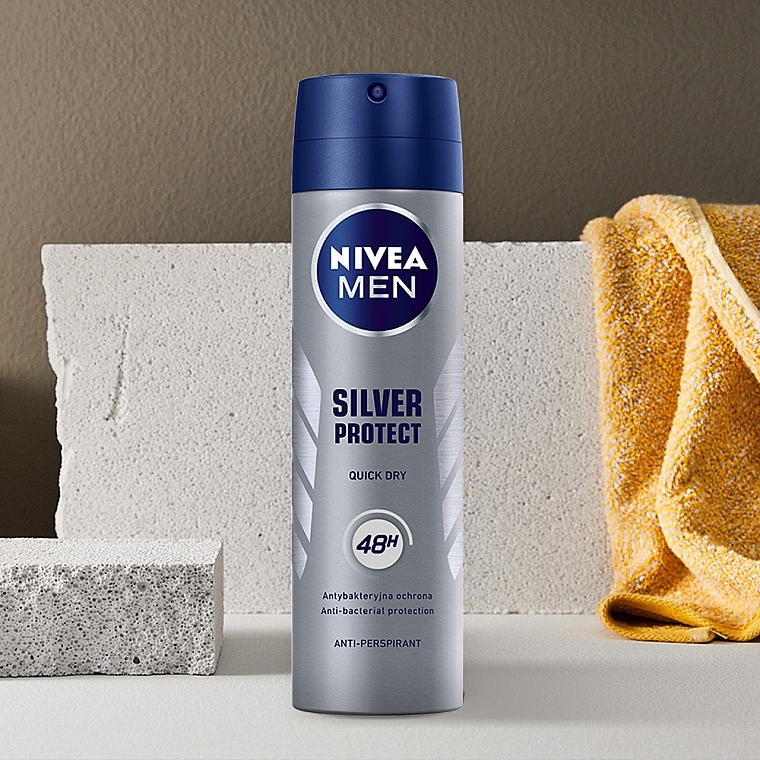 Men Antiperspirant Deodorant Spray "Silver Protection" - NIVEA Deodorant Silver Protect For Men — photo N4