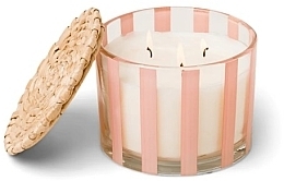 Scented Candle in Glass, 3 wicks - Paddywax Al Fresco Striped Glass Candle Pepper & Plum — photo N1