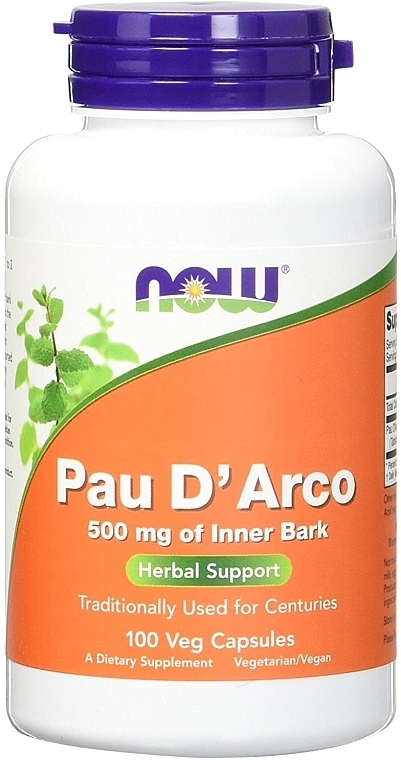 Capsules "Ant Tree Bark" 500 mg - Now Foods Pau D'Arco — photo N1