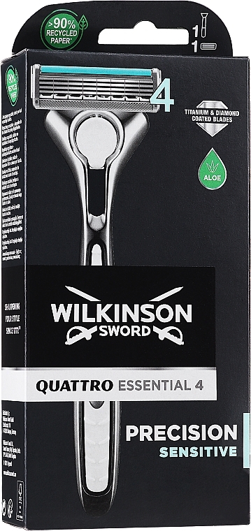 Razor + 1 Blade Refill - Wilkinson Sword Quattro Titanium Sensitive — photo N3