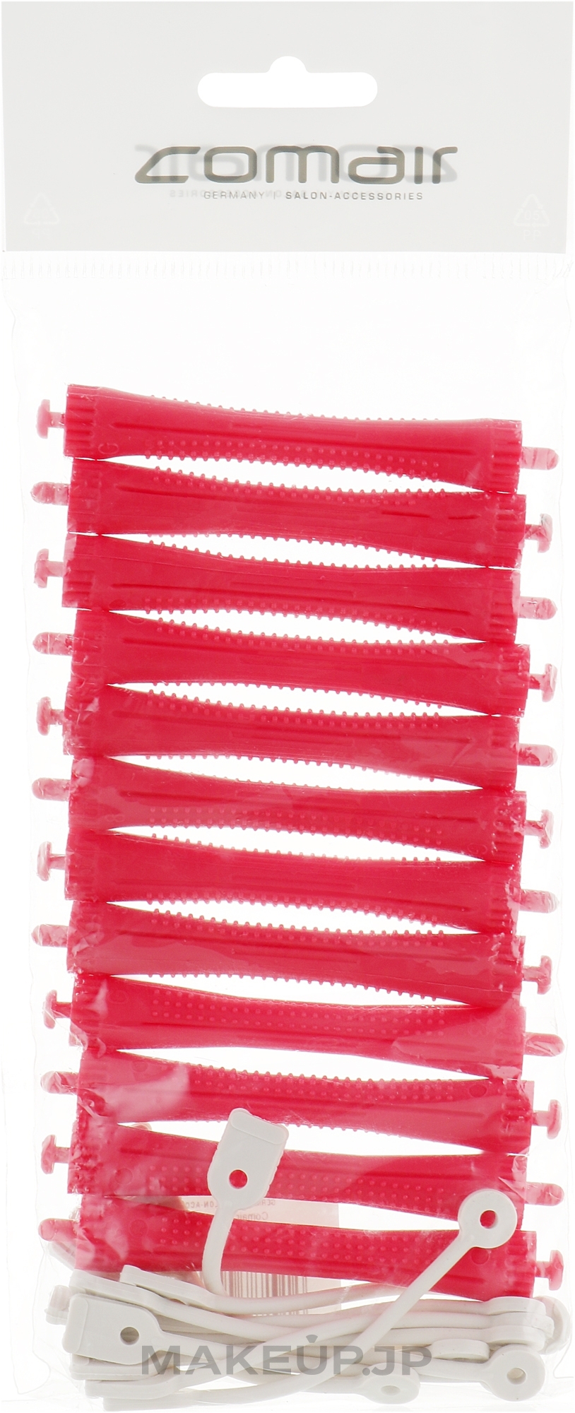 Curlers for Cold Hair Curling, with round elastic band, red, d9 - Comair — photo 12 szt.