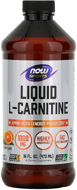 Liquid L-Carnitine with Citrus Flavor, 1000mg - Now Foods L-Carnitine Liquid Citrus Flavor — photo N1