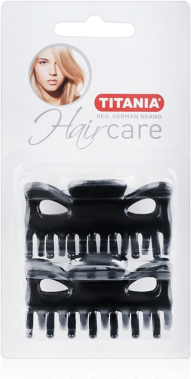 Hair Clip, 6 cm, 2 pcs, black - Titania — photo N1