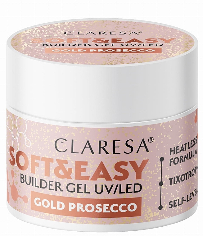 Builder Gel - Claresa Soft & Easy Builder Gel UV/LED Gold Prosecco — photo N1