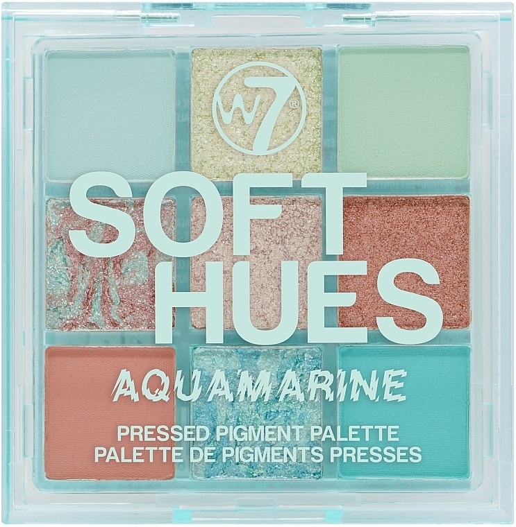 Eyeshadow Palette - W7 Soft Hues Aquamarine Pressed Pigment Palette — photo N1