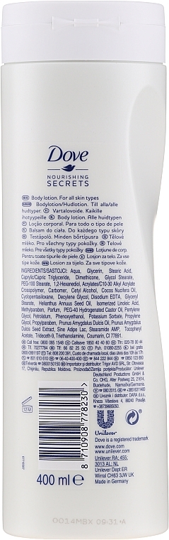 Body Lotion "Restoring" with Coconut Oil and Almond Milk - Dove Nourishing Secrets Restoring Ritual Body Lotion — photo N26