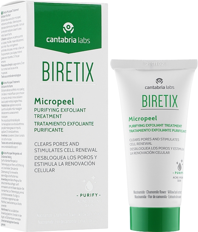 Face Cleansing Exfoliant Scrub for Acne-Prone Skin - Cantabria Labs Biretix Micropeel — photo N2