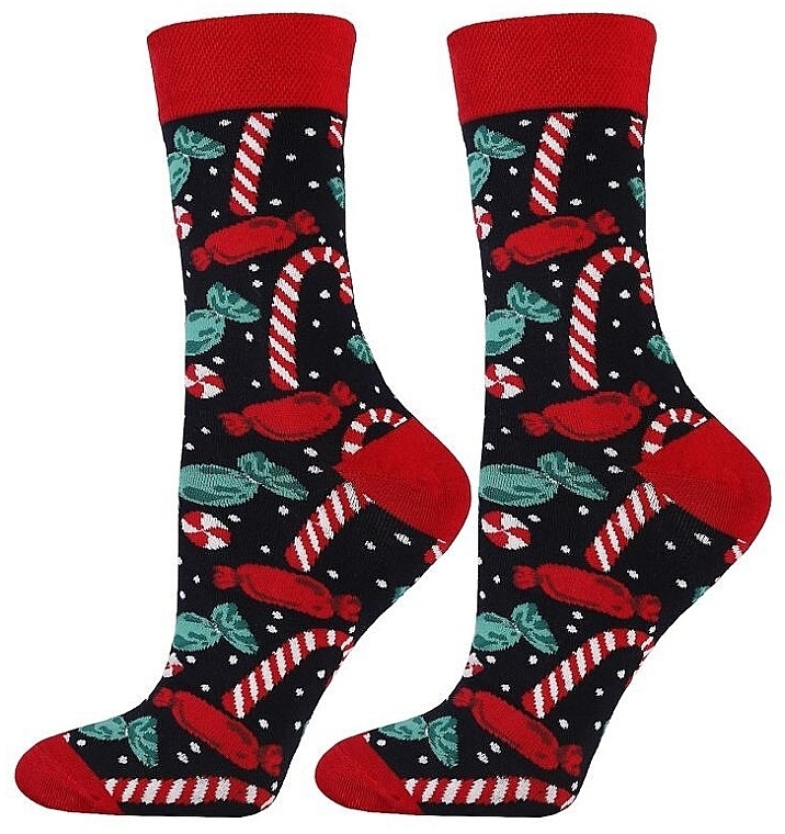 Christmas Socks in Decorative Box, CMLS700-004, black with candy - Moraj — photo N1