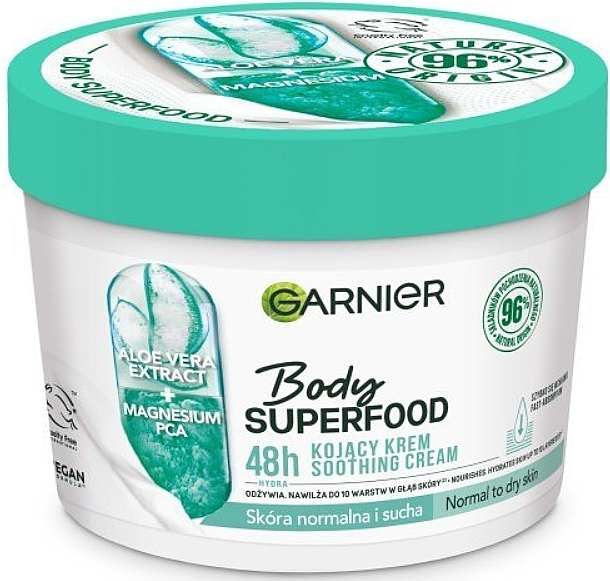 Soothing Body Cream for Normal & Dry Skin - Garnier Body SuperFood Aloe Vera Extract + Magnesium PCA — photo N1