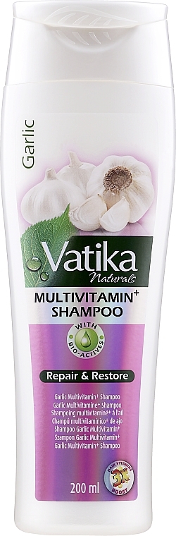 Multivitamin Shampoo with Garlic Extract - Dabur Vatika Garlic Multivitamin+ Shampoo Repair & Restore — photo N1