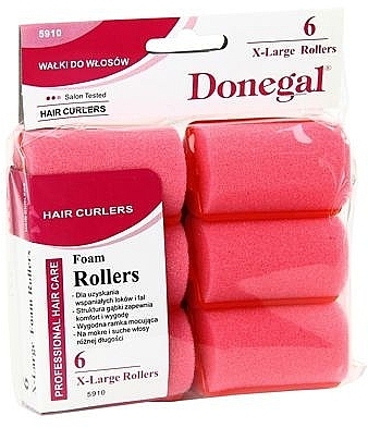 Hair Curlers 36mm, 6pcs - Donegal Sponge Curlers — photo N2