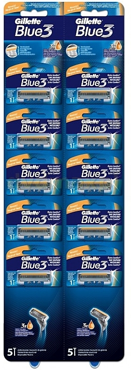 Disposable Shaving Razor Set, 10 pcs - Gillette Blue 3 — photo N3