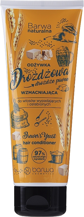 Natural Strengthening Yeast Conditioner for Weakened Hair - Barwa Natural Conditioner Tube — photo N1