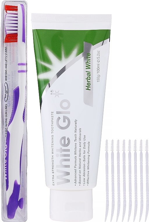 Set "Natural Herbs", with white-purple brush - White Glo Herbal White (t/paste/100ml + t/brush/1) — photo N6