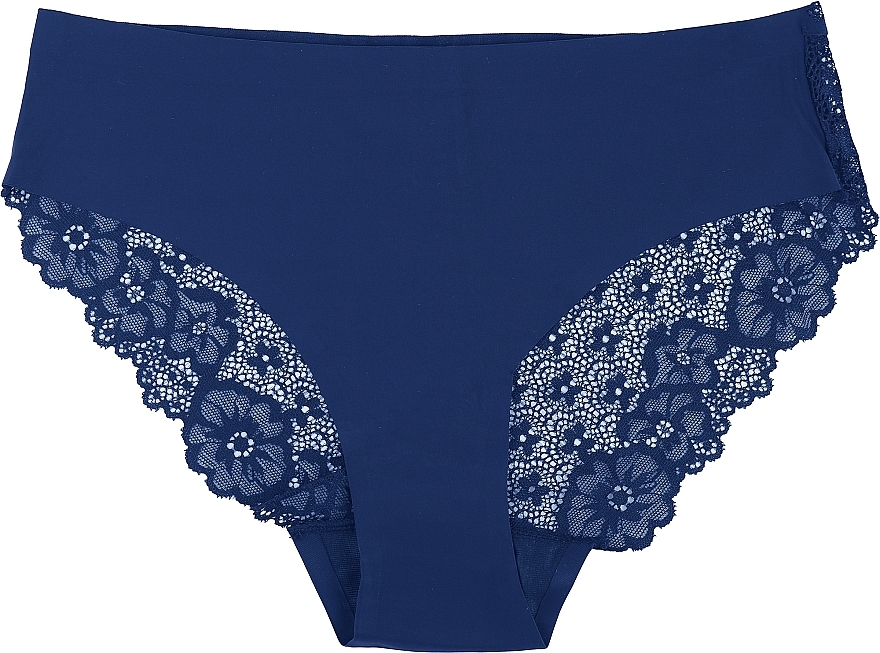 Women Laser-Cut Panties with Lace Back, blue - Moraj — photo N1
