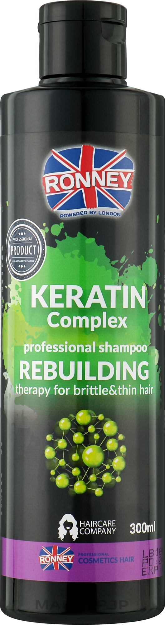 Keratin Thin & Brittle Hair Shampoo - Ronney Keratin Complex Rebuilding Shampoo — photo 300 ml