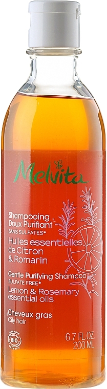 Gentle Cleansing Shampoo for Oily Hair "Lemon & Rosemary" - Melvita Hair Care Gentle Purifyng Shampoo — photo N1