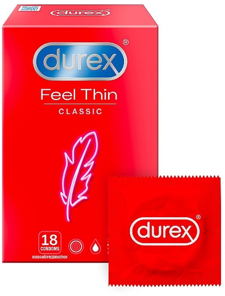 Condoms, 18 pcs - Durex Feel Thin Classic — photo N1