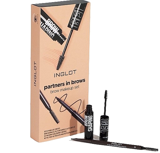 Set - Inglot Partners In Brows Brow Makeup Set (br/gel/4ml + br/penscil/0.09g) — photo N1