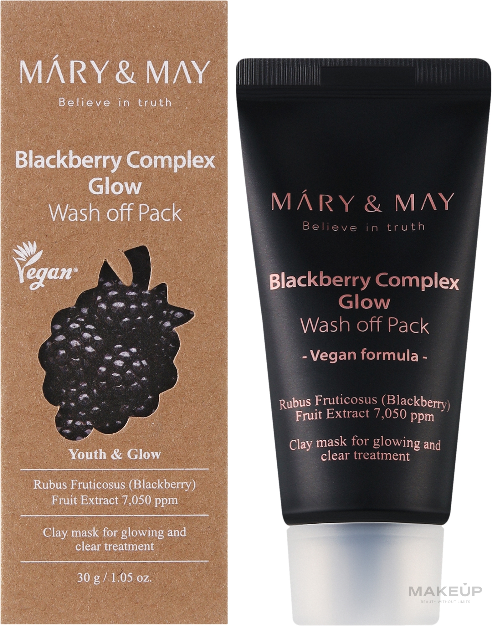 Antioxidant Clay Face Mask with Blackberries - Mary & May Blackberry Complex Glow Wash Off Mask — photo 30 g