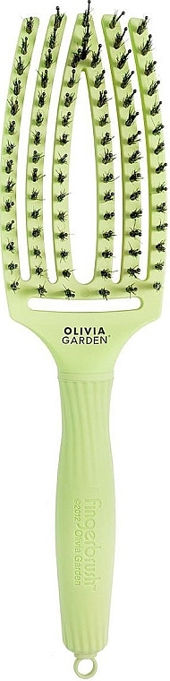 Curved Vented Brush with Combined Bristles - Olivia Garden Fingerbrush Tropical Lime — photo N1