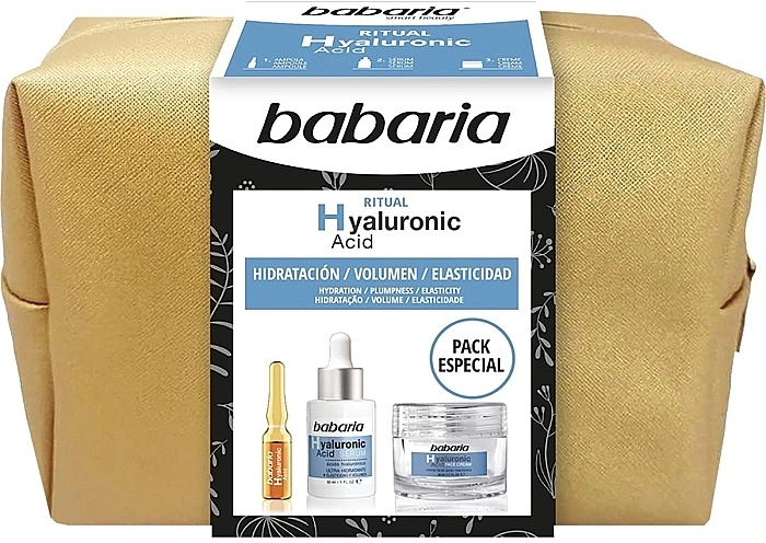 Set - Babaria Hyaluronic Acid Set (cr/50ml + ser/30ml + amp/2ml + pouch) — photo N1