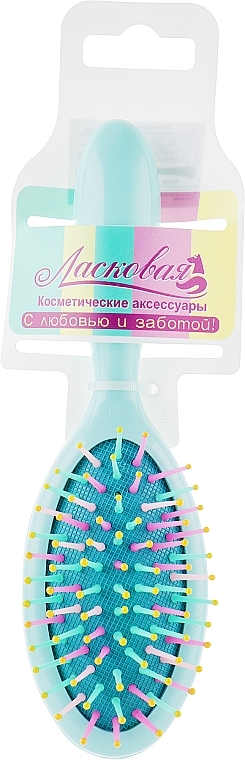 Small Massage Hair Brush 'Bright Colors', blue - Laskovaya — photo N1