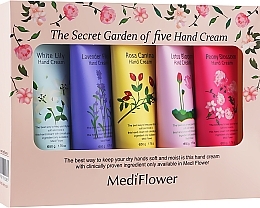 Fragrances, Perfumes, Cosmetics Set of Hand Creams with Flower Extracts, 5 products - Medi Flower The Secret Garden Of Five Hand Cream