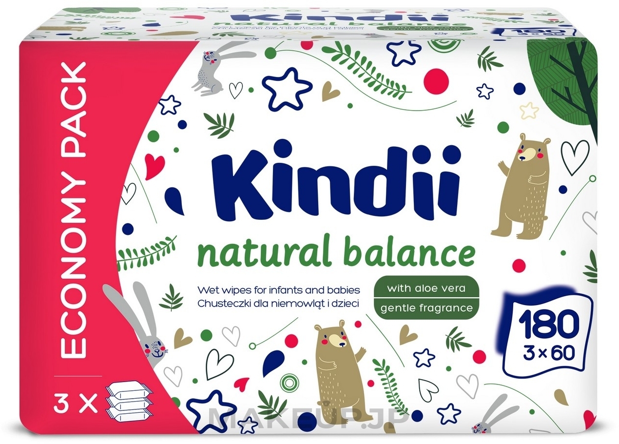 Kindii - Natural Balance Wet Wipes — photo 3 x 60 szt.