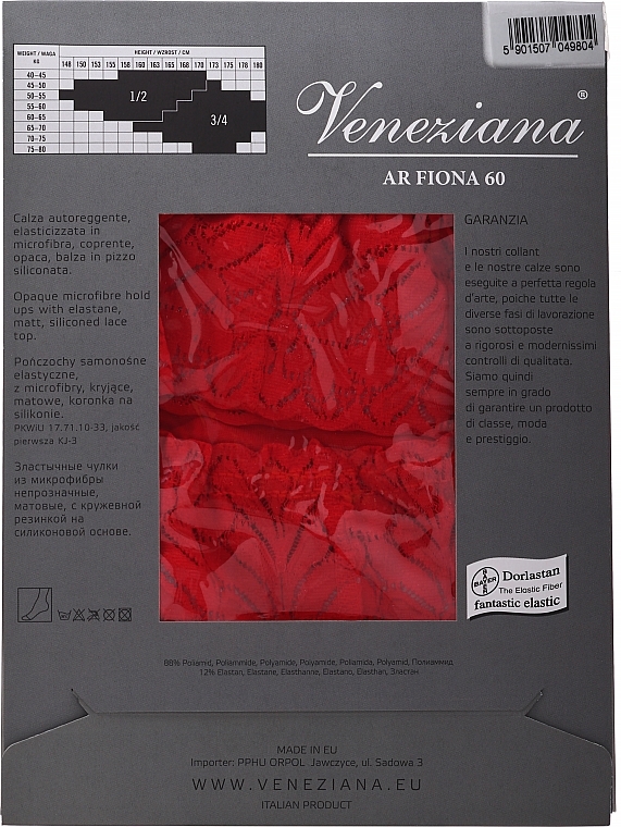 Ar Fiona Women Stockings, 60 Den, red - Veneziana — photo N2