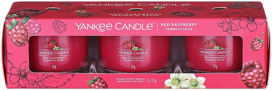 Scented Candle Set "Red Raspberry" - Yankee Candle Red Raspberry (candle/3x37g) — photo N4