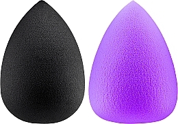 Fragrances, Perfumes, Cosmetics Makeup Sponge, black+purple - Deni Carte Beautiful Water Drop Puff Blender Style Mini 8948