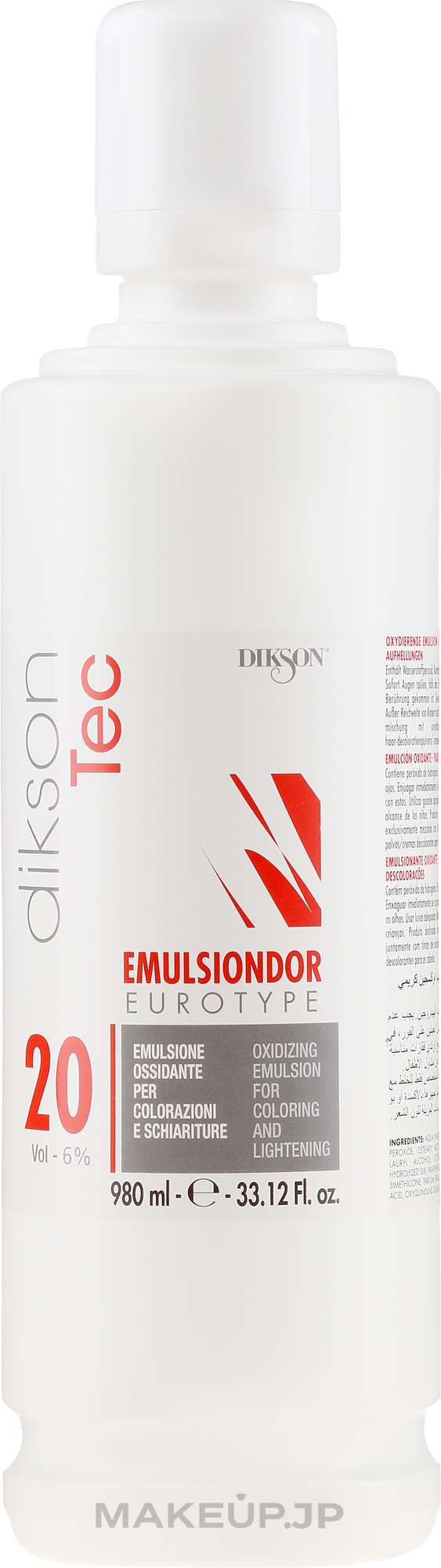 Universal Oxidizing Emulsion 6% - Dikson Tec Emulsiondor Eurotype 20 Volumi  — photo 980 ml