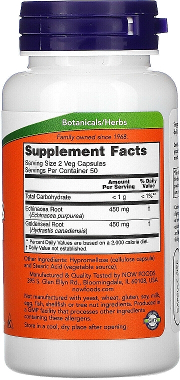 Echinacea & Goldenseal Root Capsules - Now Foods Echinacea & Goldenseal Root — photo N2