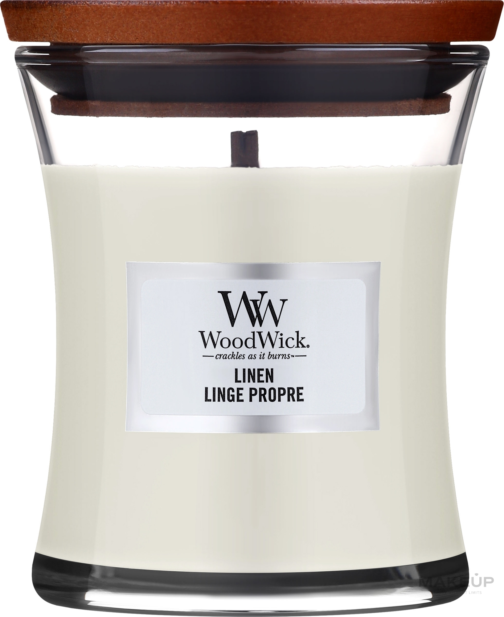 Scented Candle in Glass - WoodWick Hourglass Candle Linen — photo 85 g