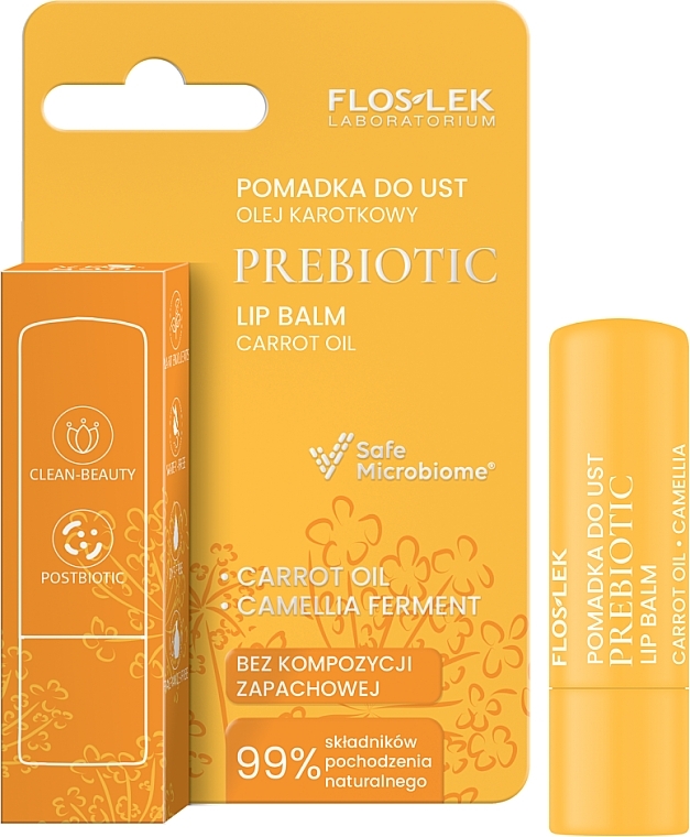 Lip Balm with Carrot Oil - Floslek Prebiotic Lip Balm Carrot Oil — photo N1