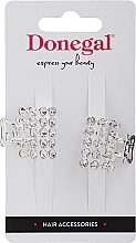 Fragrances, Perfumes, Cosmetics Hair Clips, FA-5702+1, silver rectangular with zircons - Donegal