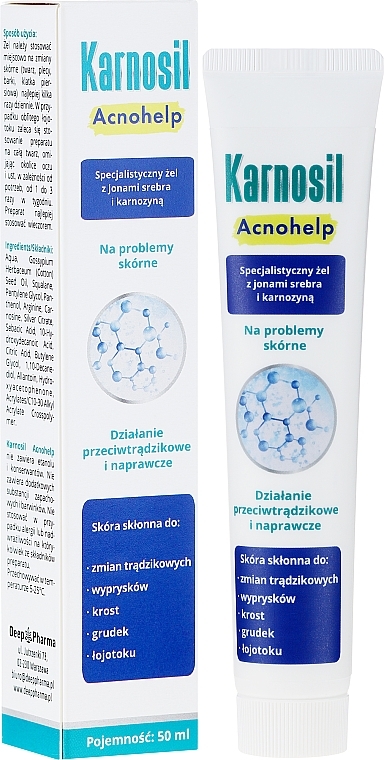 Specialized Gel with Silver Ions & Carnosine - Deep Pharma Karnosil Acnohelp — photo N1