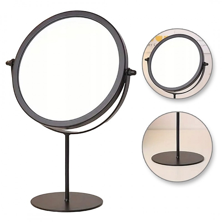 Cosmetic Table Mirror L14CZ, single-sided, black, 27cm - Ecarla — photo N1