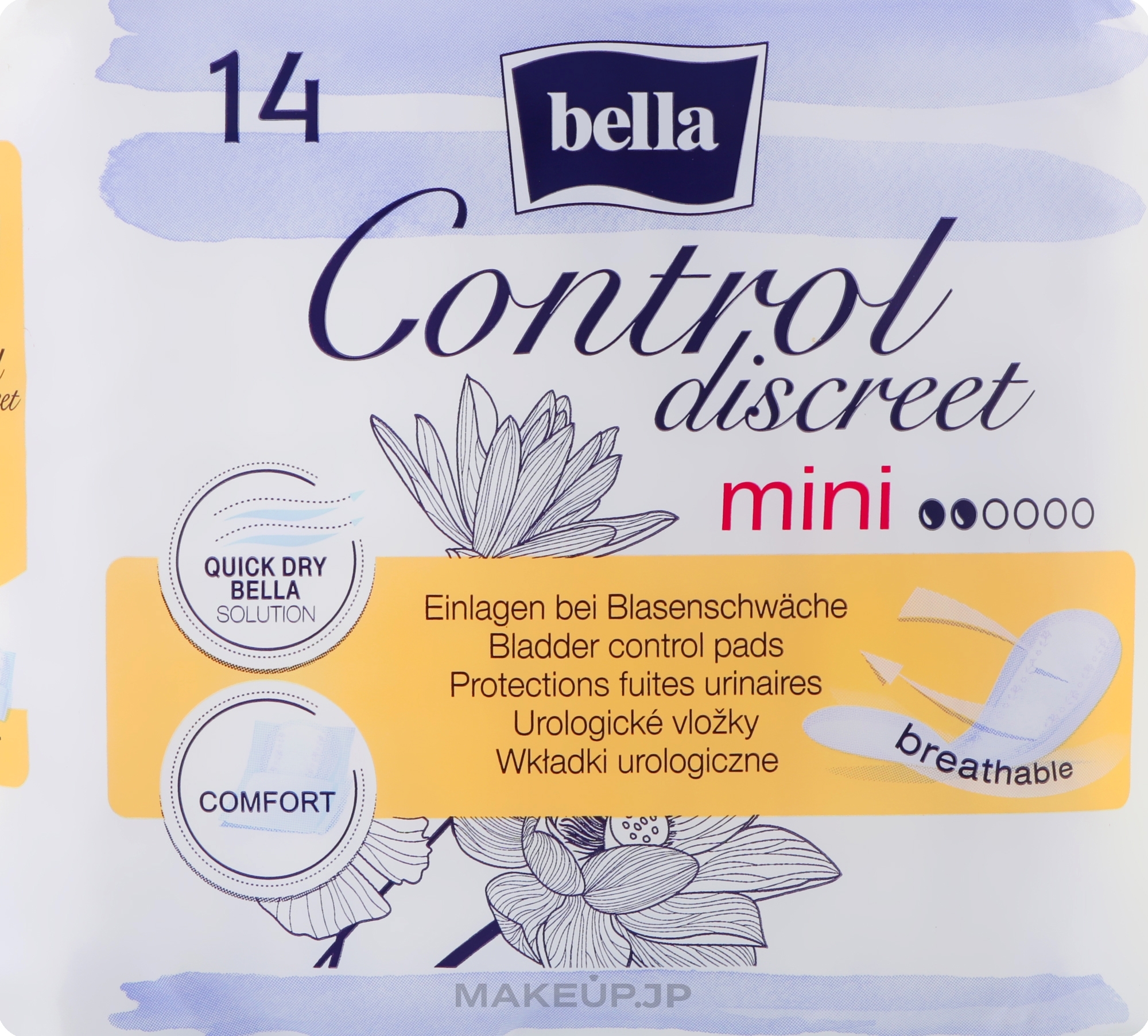 Women Bladder Control Pads, 14 pcs - Bella Control Discreet Mini Bladder Control Pads — photo 14 szt.