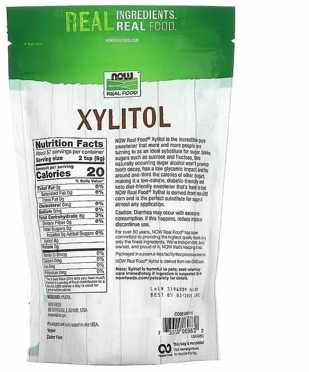 Xylitol Sugar Substitute - Now Foods Real Food Xylitol — photo N2