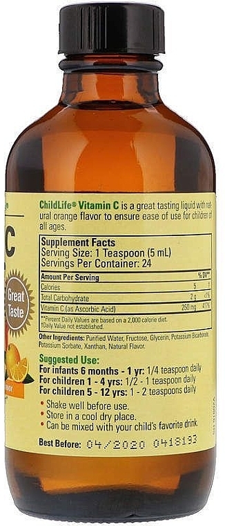 Natural Orange Flavor Liquid Vitamin C - Child Life Liquid Vitamin C — photo N2