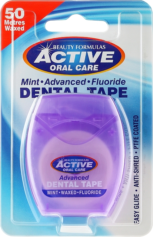 Extra Thin Mint & Fluorine Dental Floss - Beauty Formulas Active Oral Care Advanced Mint Waxed Fluor 50 m — photo N1