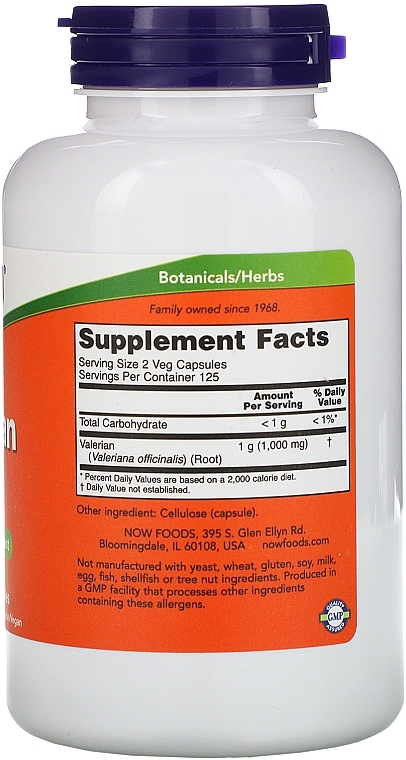 Valerian Root Extract 500mg Capsules - Now Foods Valerian Root Extract 500mg Veg Capsules — photo N2