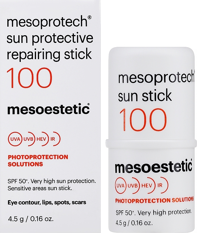 Sunscreen Stick for Sensitive Areas - Mesoestetic Mesoprotech Sun Protective Repairing Stick SPF100+ — photo N2
