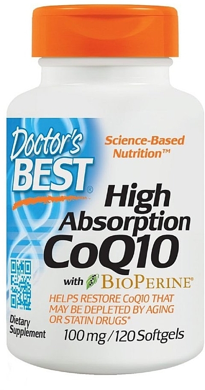 High Absorption Coenzyme Q10 - Doctor's Best High Absorption CoQ10 with BioPerine, 100 mg, 120 Softgels — photo N3