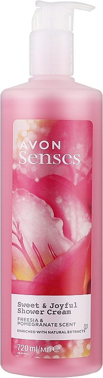 Shower Cream Gel "Freesia & Pomegranate" - Avon Senses Sweet & Joyful Shower Cream — photo N1